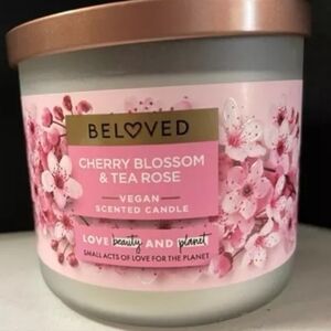 NEW!! BELOVED Cherry Blossom and Tea Rose Scented 3 Wick Candle